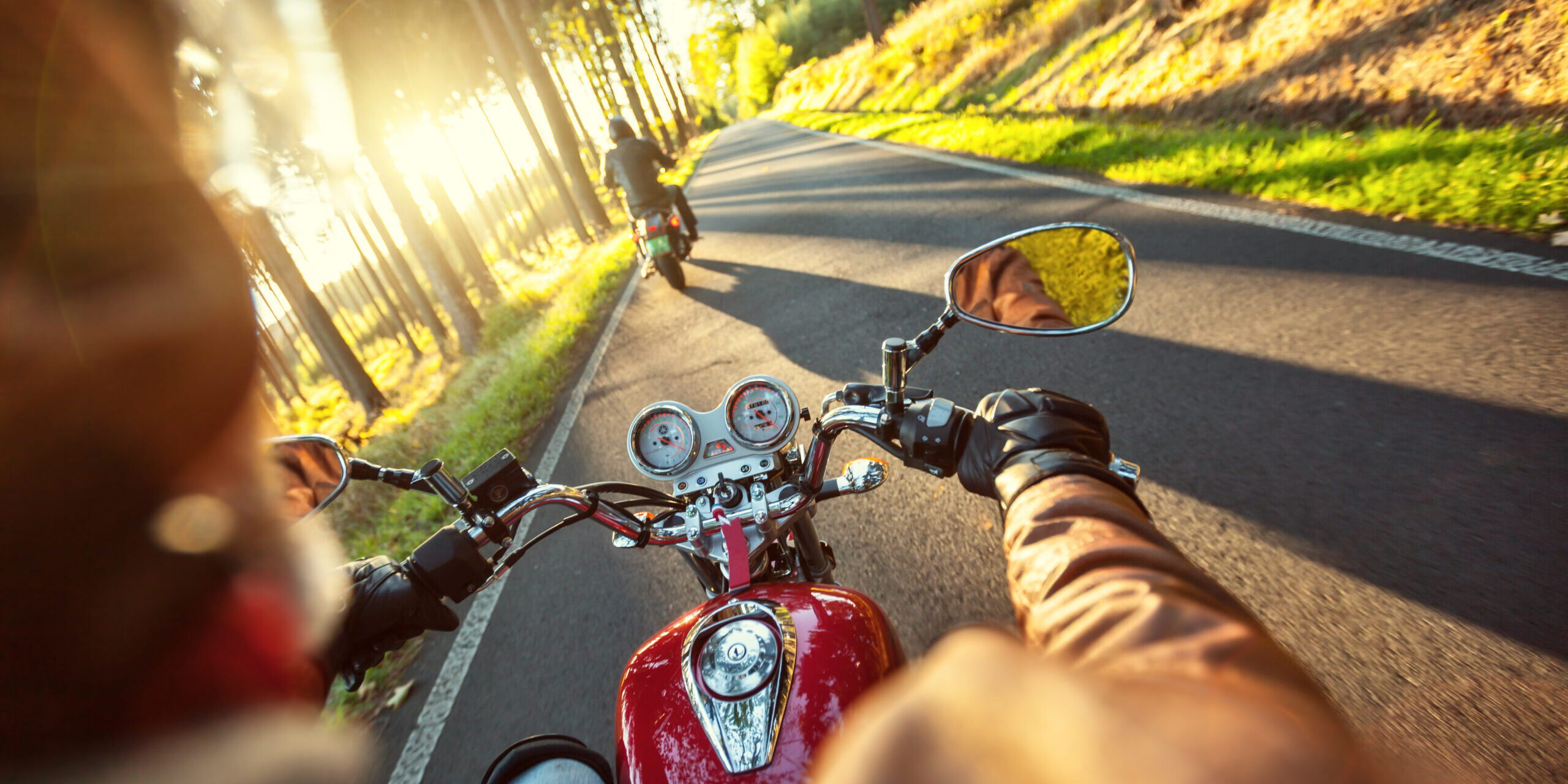 Motorcyclist,Riding,Motorbike,In,Sunny,Morning