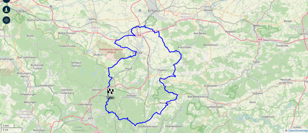 Bochtige motorrondrit door het Thüringer Wald