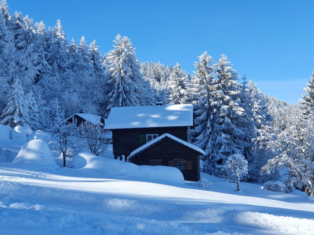 Winterurlaub in Gehlberg im Thüringer Wald mit verschneitem Haus